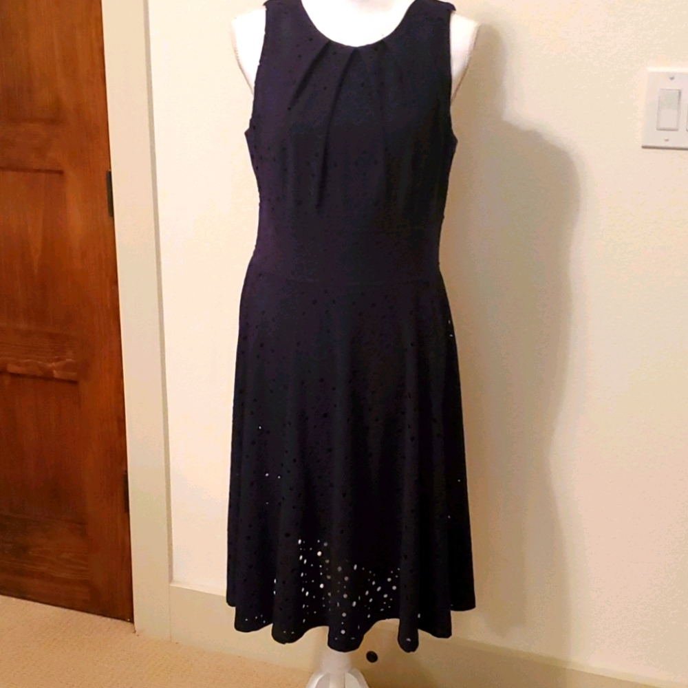 Mariel Eyelet Knit Dress 👗 Navy Blue